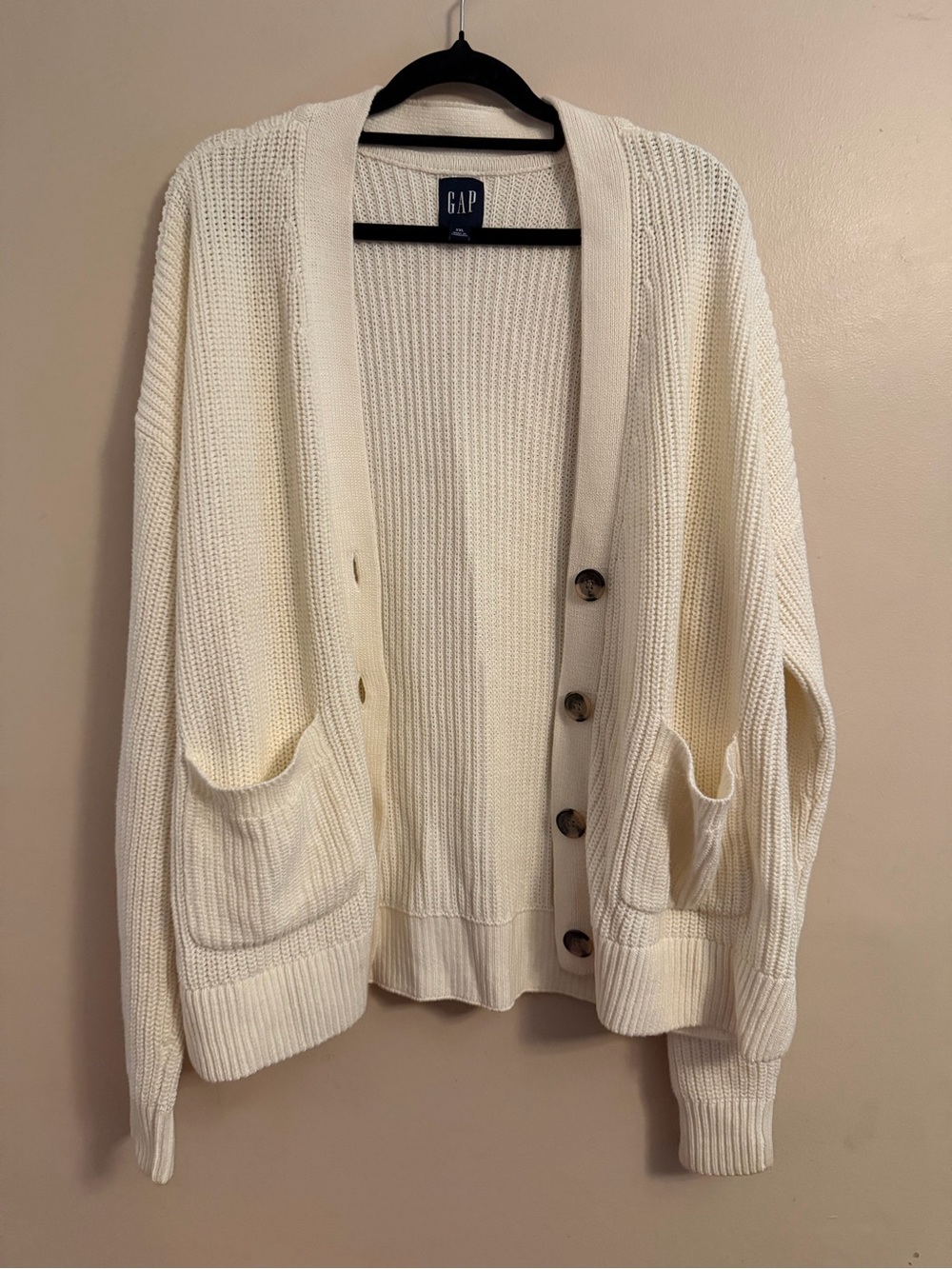 GAP Cream Oversized Button Cardigan with Front Pockets